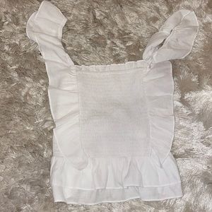 White ruffle top